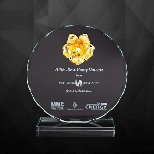 Crystal Plaques CR9217 – Exclusive Round Crystal Flower Plaques